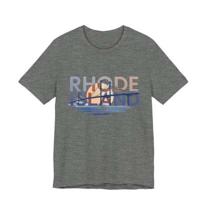 Gray Rhode Island Graphic Unisex Jersey Tee displayed on a neutral background