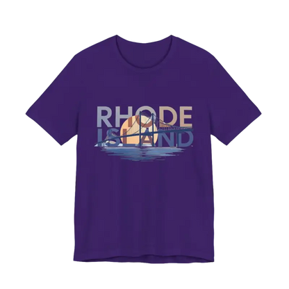 Purple Rhode Island Graphic Unisex Jersey Tee with distinctive state design