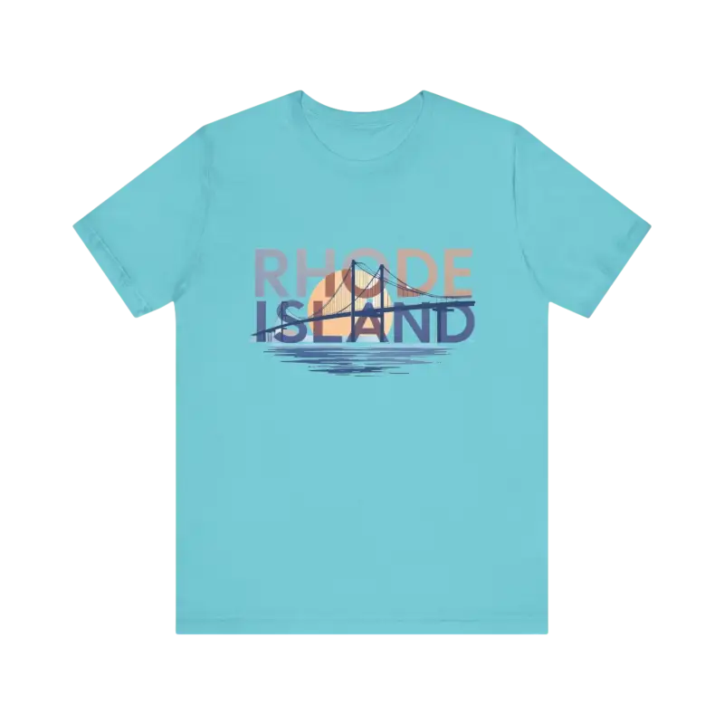 Aqua t-shirt featuring Rhode Island bridge graphic for unisex wear