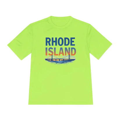 Chartreuse t-shirt Rhode Island Graphic Unisex Moisture Wicking Tee for active wear
