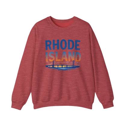 Red Rhode Island sweatshirt featured in the Rhode Island Sunset Crewneck Sweatshirt