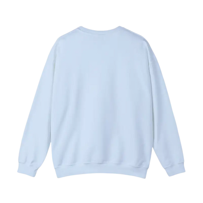 Light blue crewneck sweatshirt from Rhode Island Sunset collection in black, white, and pink