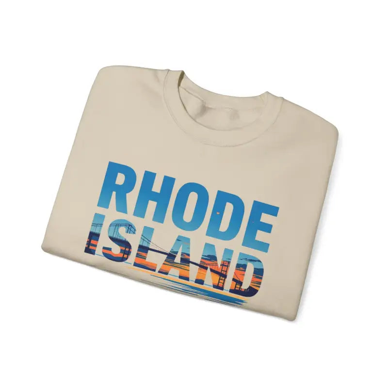 Folded Rhode Island graphic tee for the Rhode Island Sunset Crewneck Sweatshirt