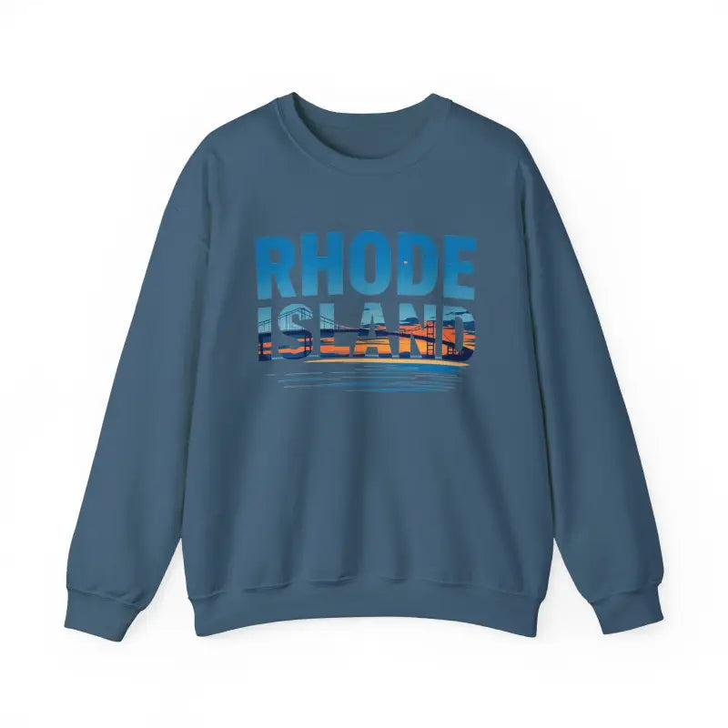 Blue Rhode Island Sunset Crewneck Sweatshirt Unisex Heavy Blend for casual wear