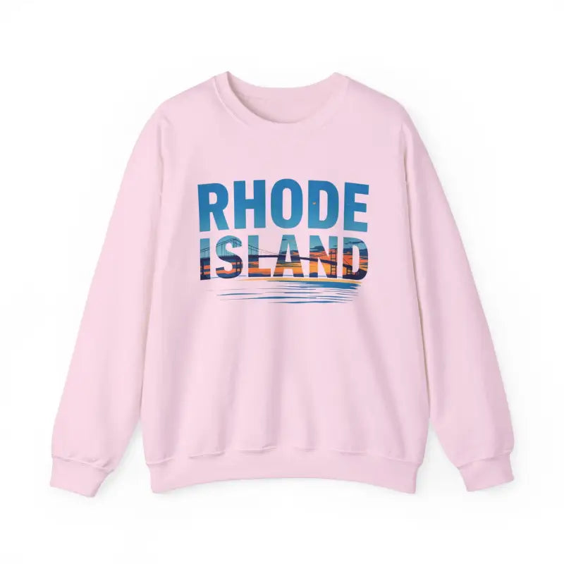 Pink Rhode Island Sunset Crewneck Sweatshirt for Unisex Heavy Blend Apparel