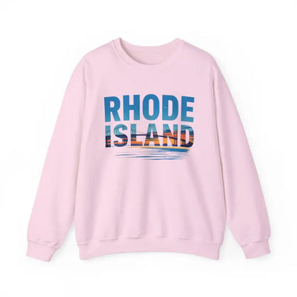 Pink Rhode Island Sunset Crewneck Sweatshirt for Unisex Heavy Blend Apparel