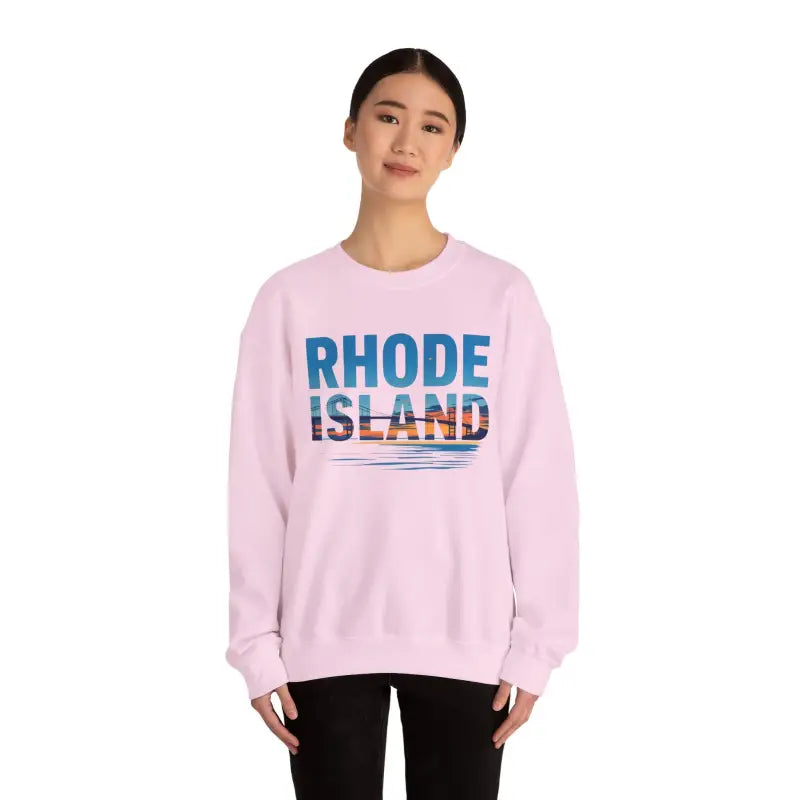 Pink Rhode Island Sunset Crewneck Sweatshirt for unisex heavy blend casual wear