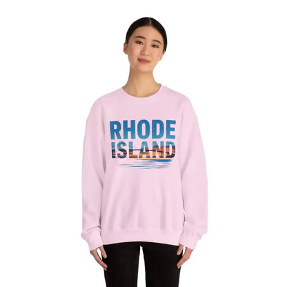 Pink Rhode Island Sunset Crewneck Sweatshirt for unisex heavy blend casual wear