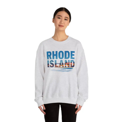 White Rhode Island Sunset Crewneck Sweatshirt Unisex Heavy Blend for casual wear