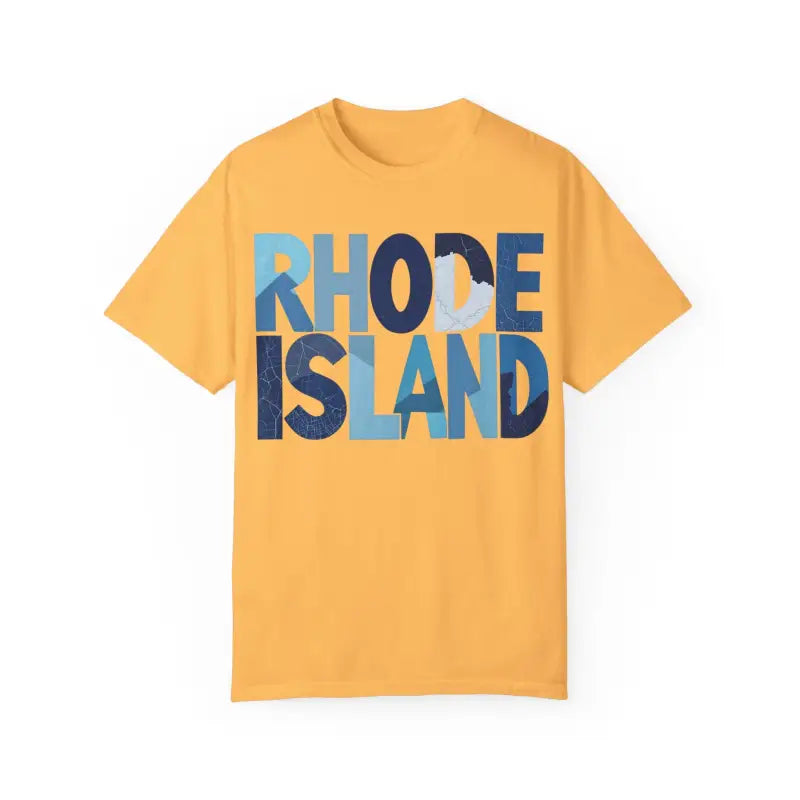 Yellow Rhode Island Unisex Garment Dyed Summer T Shirt for casual wear