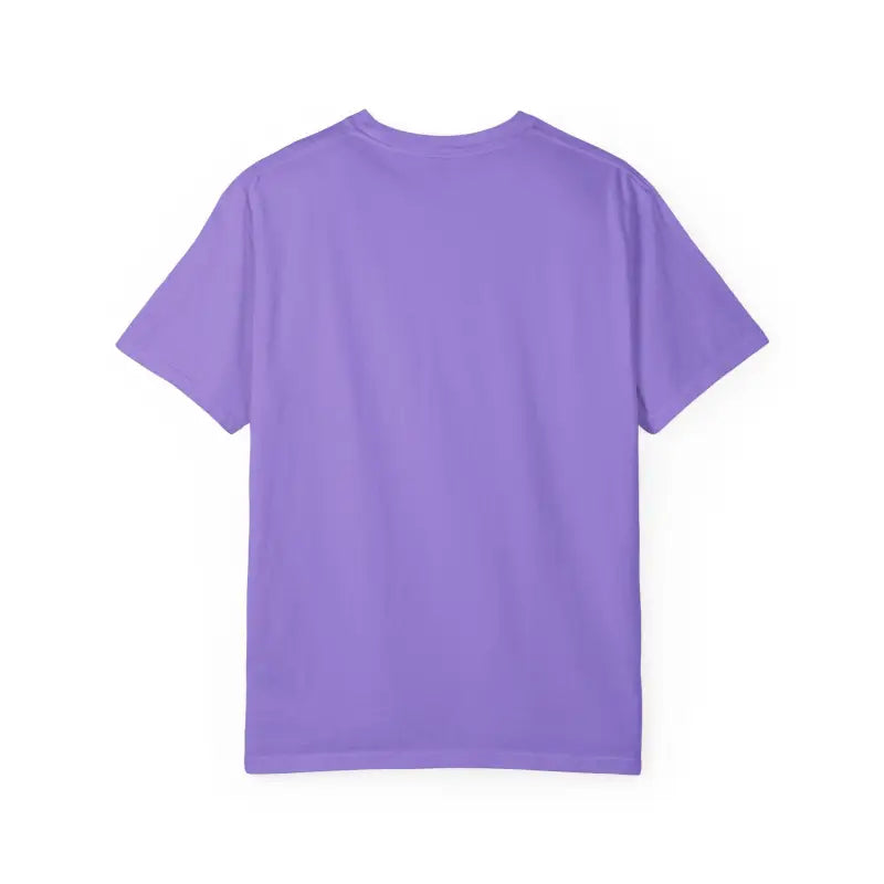 Purple short-sleeved Rhode Island Unisex Garment Dyed Summer T Shirt displayed