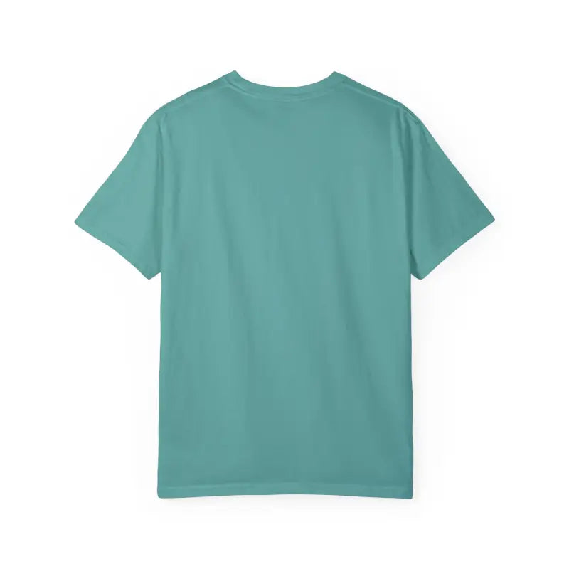 Turquoise short-sleeved Rhode Island Unisex Garment Dyed Summer T Shirt displayed