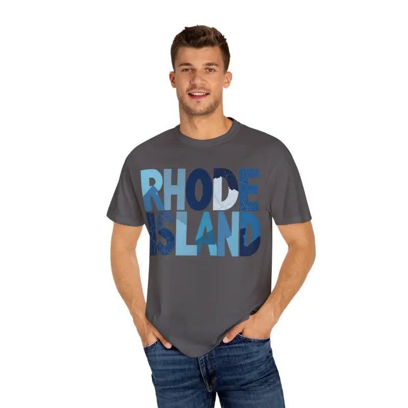 Gray Rhode Island unisex garment dyed summer t-shirt for casual wear