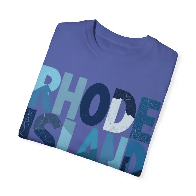 Folded blue t-shirt from Rhode Island Unisex Garment Dyed Summer T Shirt collection