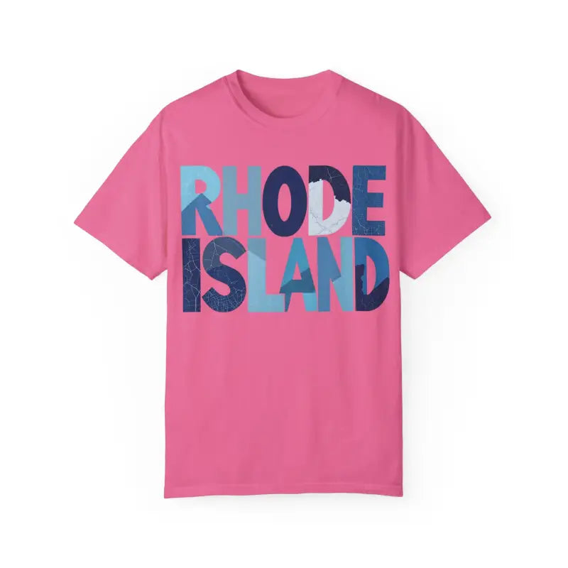 Pink Rhode Island Unisex Garment Dyed Summer T-Shirt for casual wear