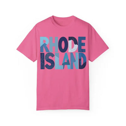 Pink Rhode Island Unisex Garment Dyed Summer T-Shirt for casual wear