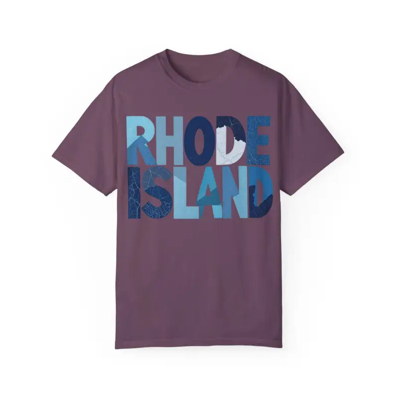 Purple Rhode Island Unisex Garment Dyed Summer T Shirt for casual wear