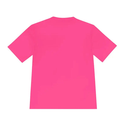 Pink short-sleeved Rhode Island Unisex Moisture Wicking T-Shirt for outdoor travel