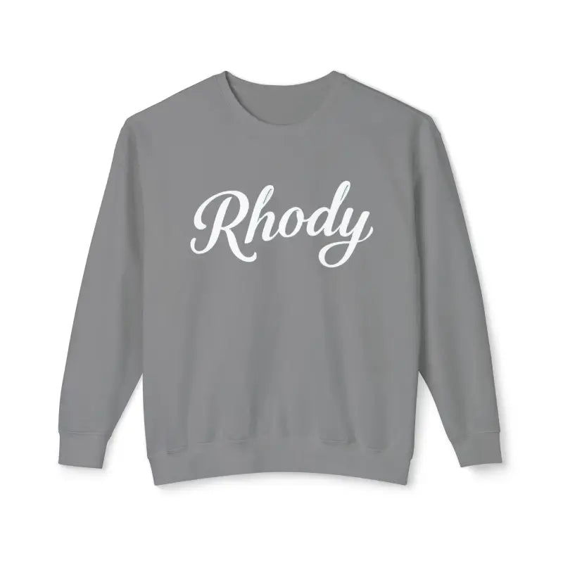 Gray Rhody Unisex Lightweight Crewneck Sweatshirt with white script for ultimate comfort
