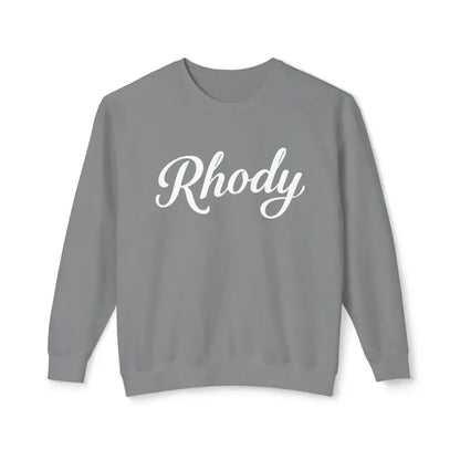 Gray Rhody Unisex Lightweight Crewneck Sweatshirt with white script for ultimate comfort