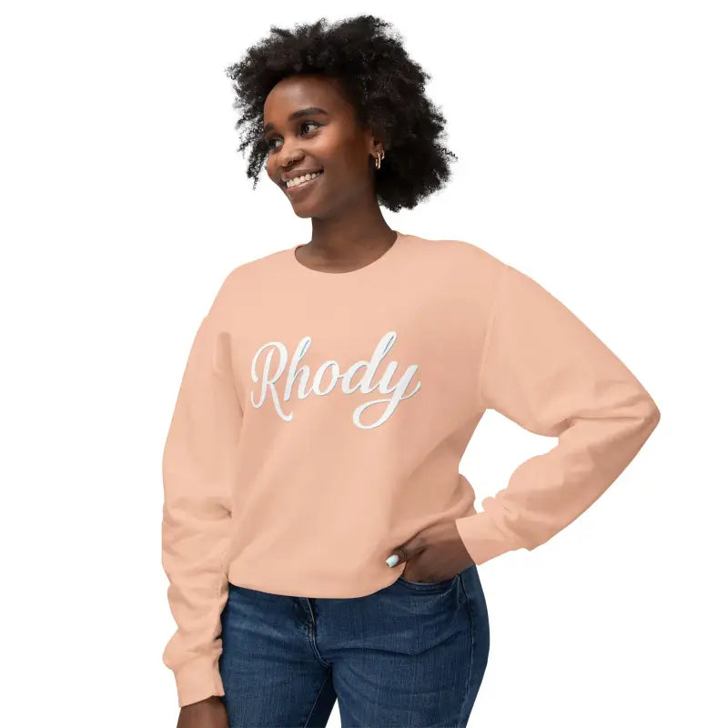 Peach-colored Rhody Unisex Lightweight Crewneck Sweatshirt for ultimate comfort