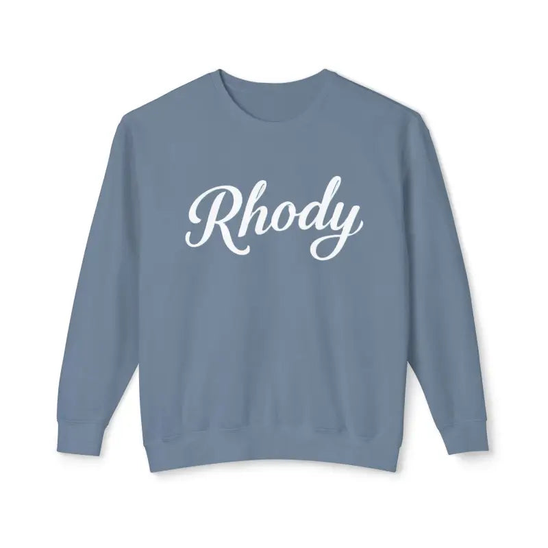 Blue Rhody sweatshirt from the Rhody Unisex Lightweight Crewneck for ultimate comfort