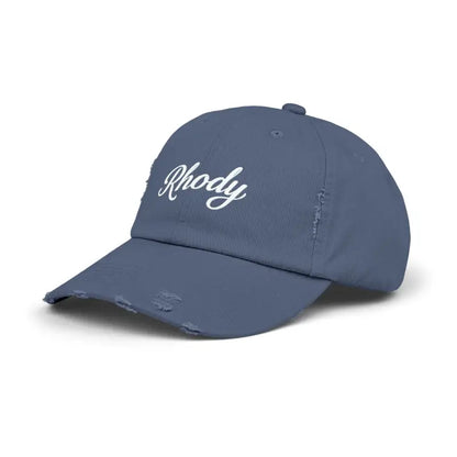 Blue distressed baseball cap from Rhody Vintage Style Hat for casual wear