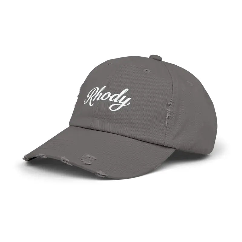 Gray distressed baseball cap featured in Rhody Vintage Style Hat for casual wear