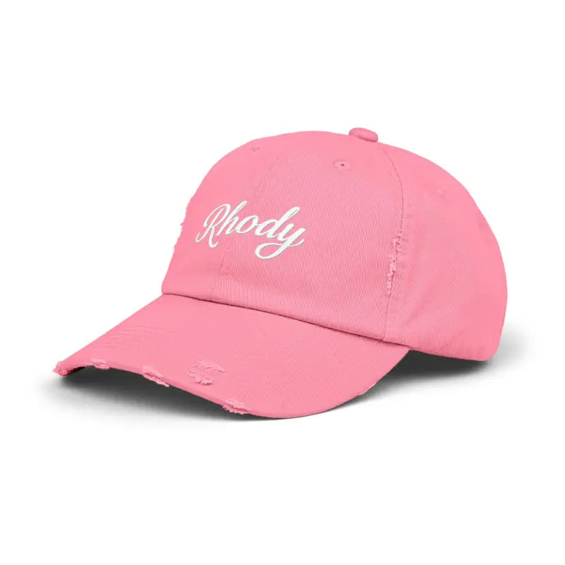 Pink baseball cap with distressed brim from Rhody Vintage Style Hat for casual wear