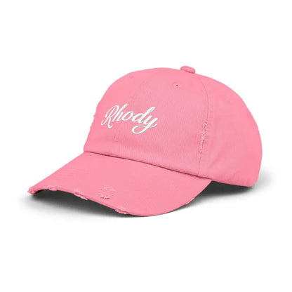 Pink baseball cap with distressed brim from Rhody Vintage Style Hat for casual wear