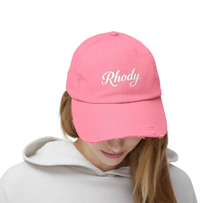 Pink distressed baseball cap from Rhody Vintage Style Hat for casual wear
