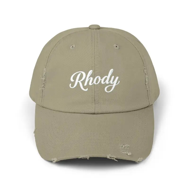 Khaki distressed baseball cap from Rhody Vintage Style Hat for casual wear