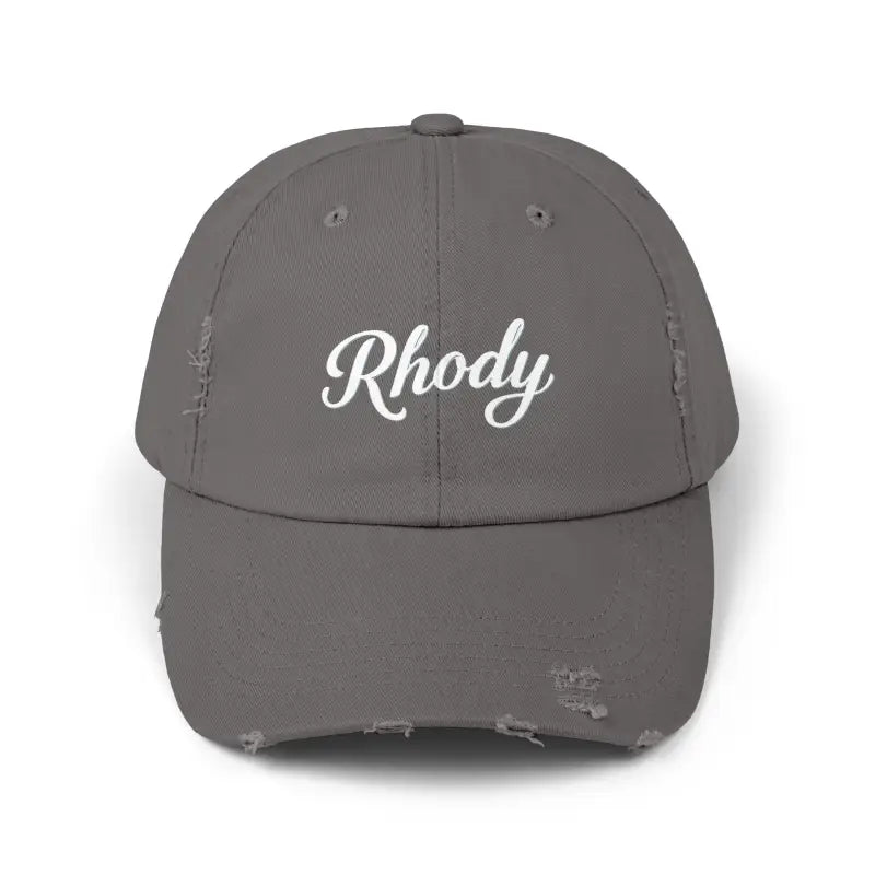 Gray distressed baseball cap from Rhody Vintage Style Hat for casual wear
