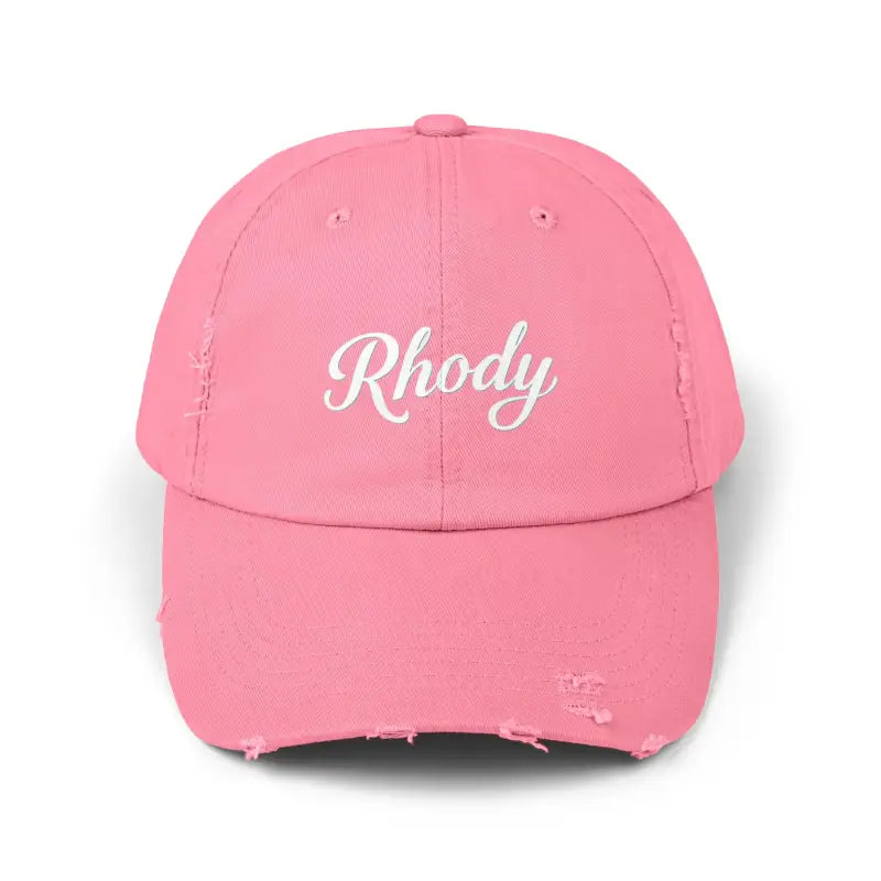 Pink distressed baseball cap from Rhody Vintage Style Hat for casual wear