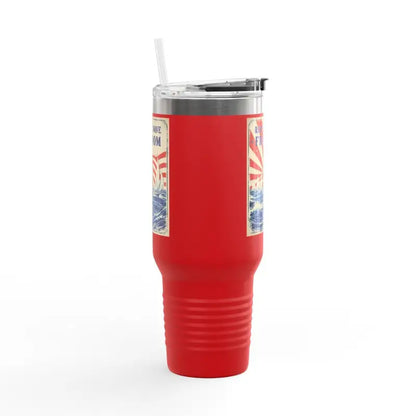 Red insulated tumbler with straw from Ride The Wave Of Freedom 40oz Travel Mug