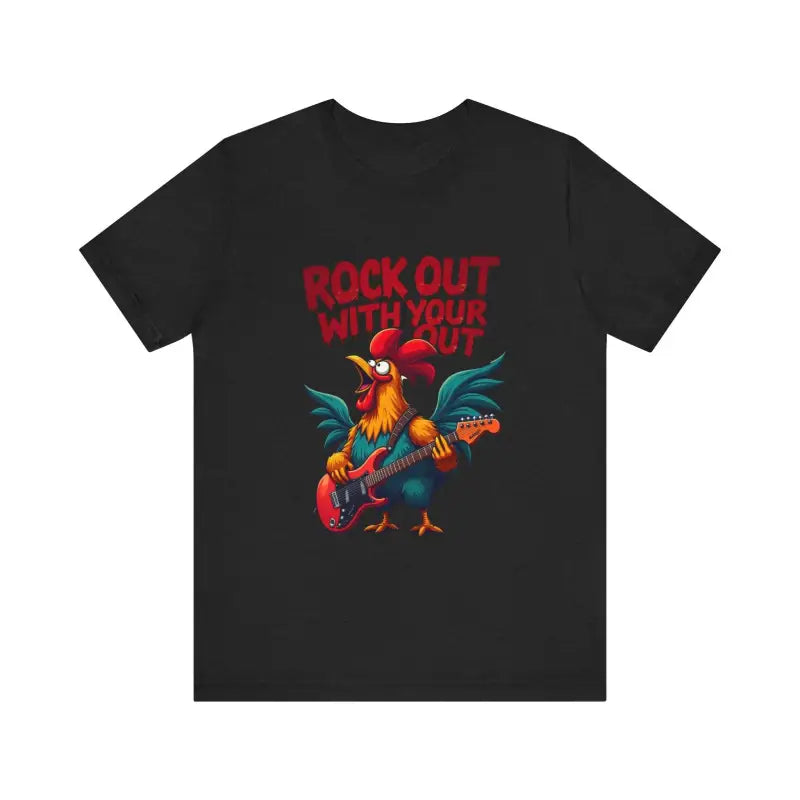 Black t-shirt featuring a rooster graphic from the Rooster Graphic T-Shirt collection