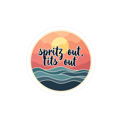 Round Laptop Sticker featuring a vibrant sunset over the ocean design
