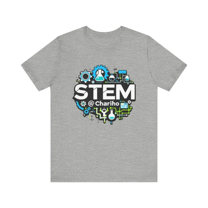 Gray STEM-themed t-shirt for science enthusiasts, Chariho Unisex Jersey Short Sleeve Tee