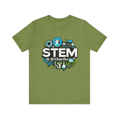 Olive green STEM Chariho unisex short sleeve tee for science enthusiasts
