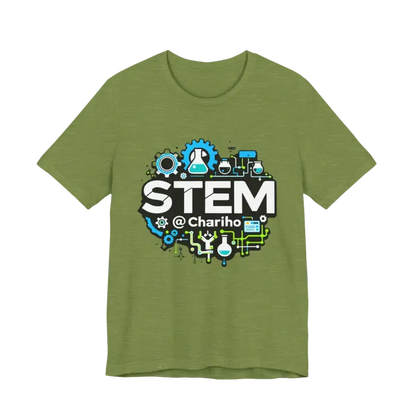 Olive green STEM Chariho Unisex Jersey Short Sleeve Tee for science enthusiasts