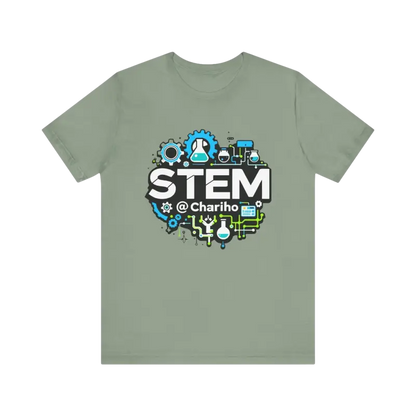 Sage green STEM Chariho Unisex Jersey Short Sleeve Tee for science enthusiasts