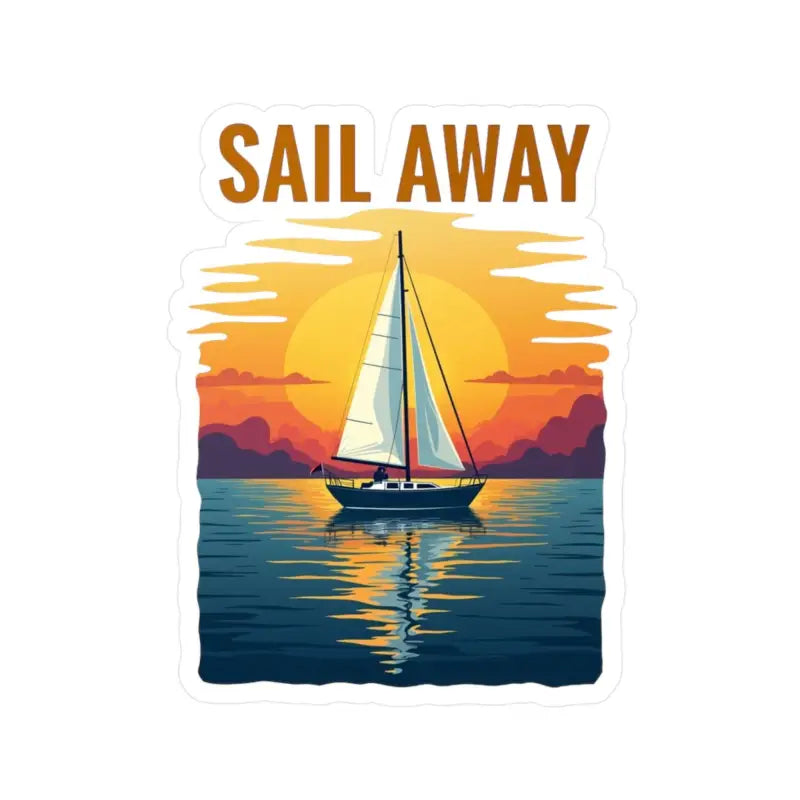 Sailboat sticker against a vibrant sunset, perfect for ocean lovers and adventurers