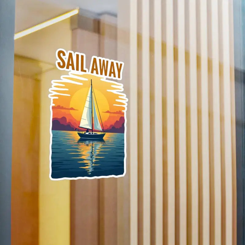 Sailboat sticker featuring a sunset, perfect for ocean lovers and adventurers