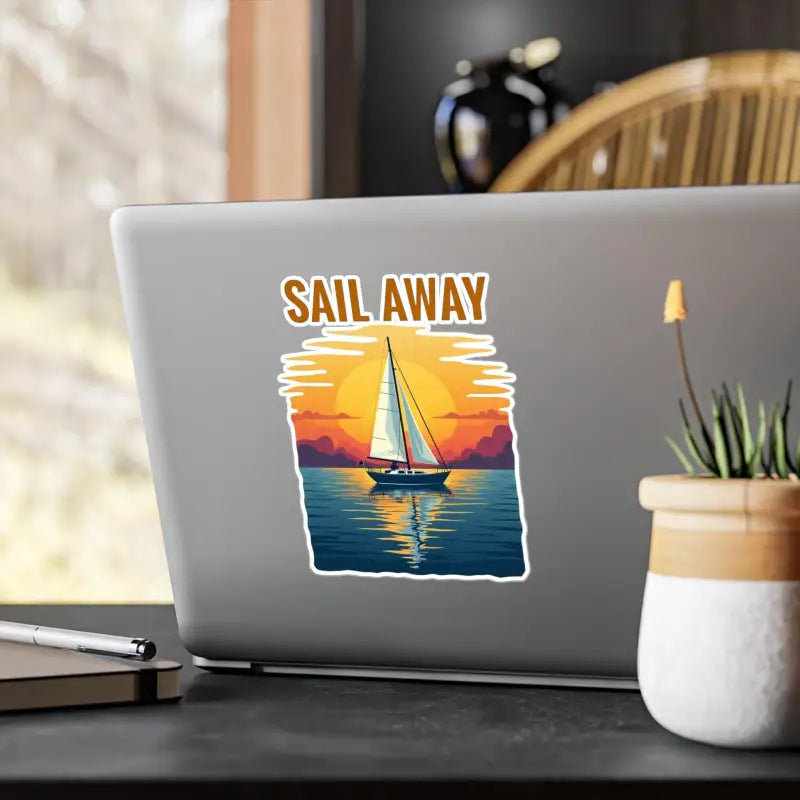 Laptop sticker featuring a sailboat design for ocean lovers and adventurers