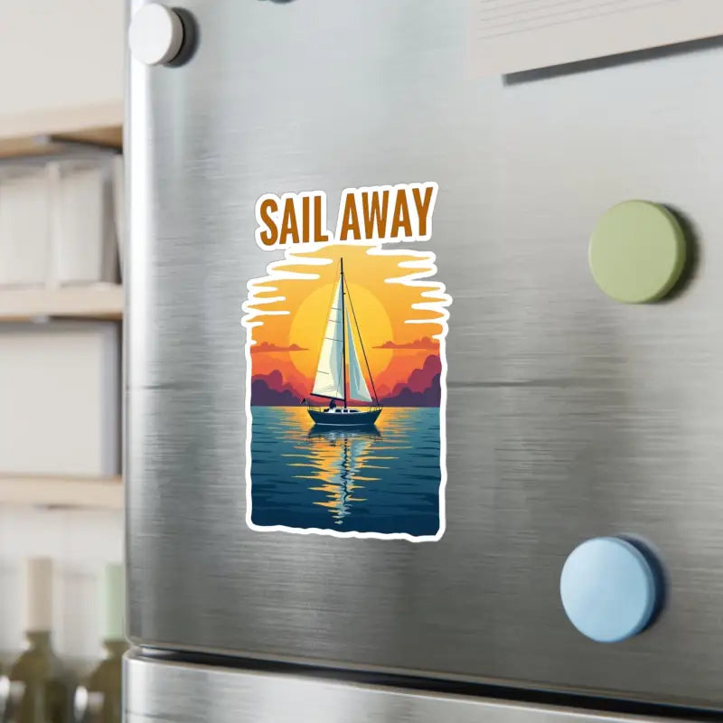 Sailboat sunset sticker for the Sailboat at Sunset Vinyl Decal, ideal for ocean lovers