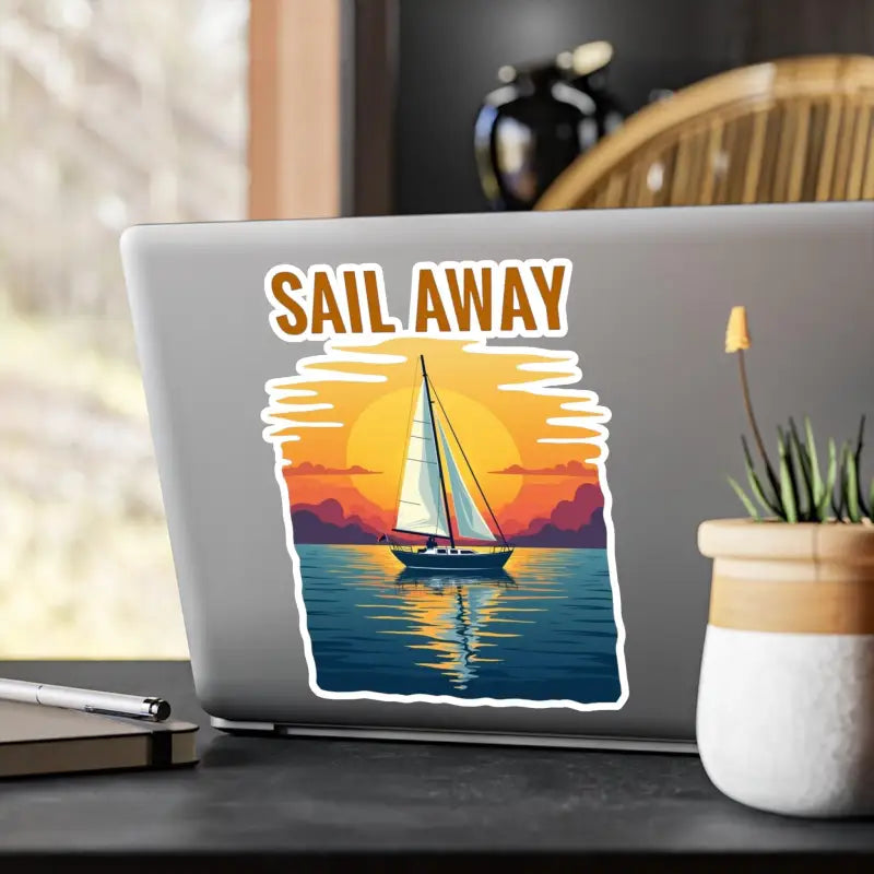 Sailboat sticker design for the Sailboat at Sunset Vinyl Decal for ocean lovers