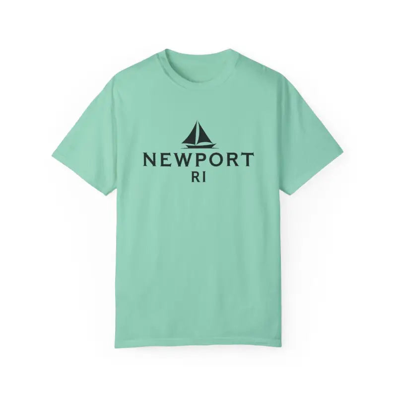 Mint-green t-shirt featuring a sailboat graphic for beach lovers in Newport RI design