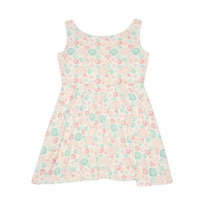 Sleeveless Seashell Print Women’s Skater Dress ideal for beach days and summer outings