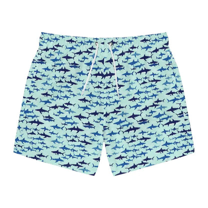 Shark Pattern Swim Trunks featuring an eye-catching shark design for stylish summer wear