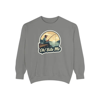 Gray crewneck sweatshirt from Sitting on the Dock Bite Me Unisex Garment Dyed collection